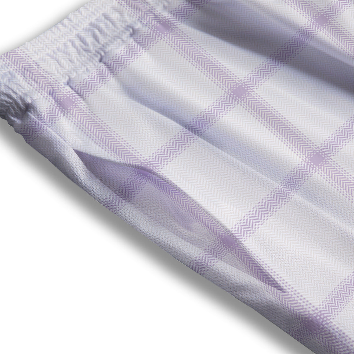Grey White And Purple Tattersall Print Pattern Mesh Shorts