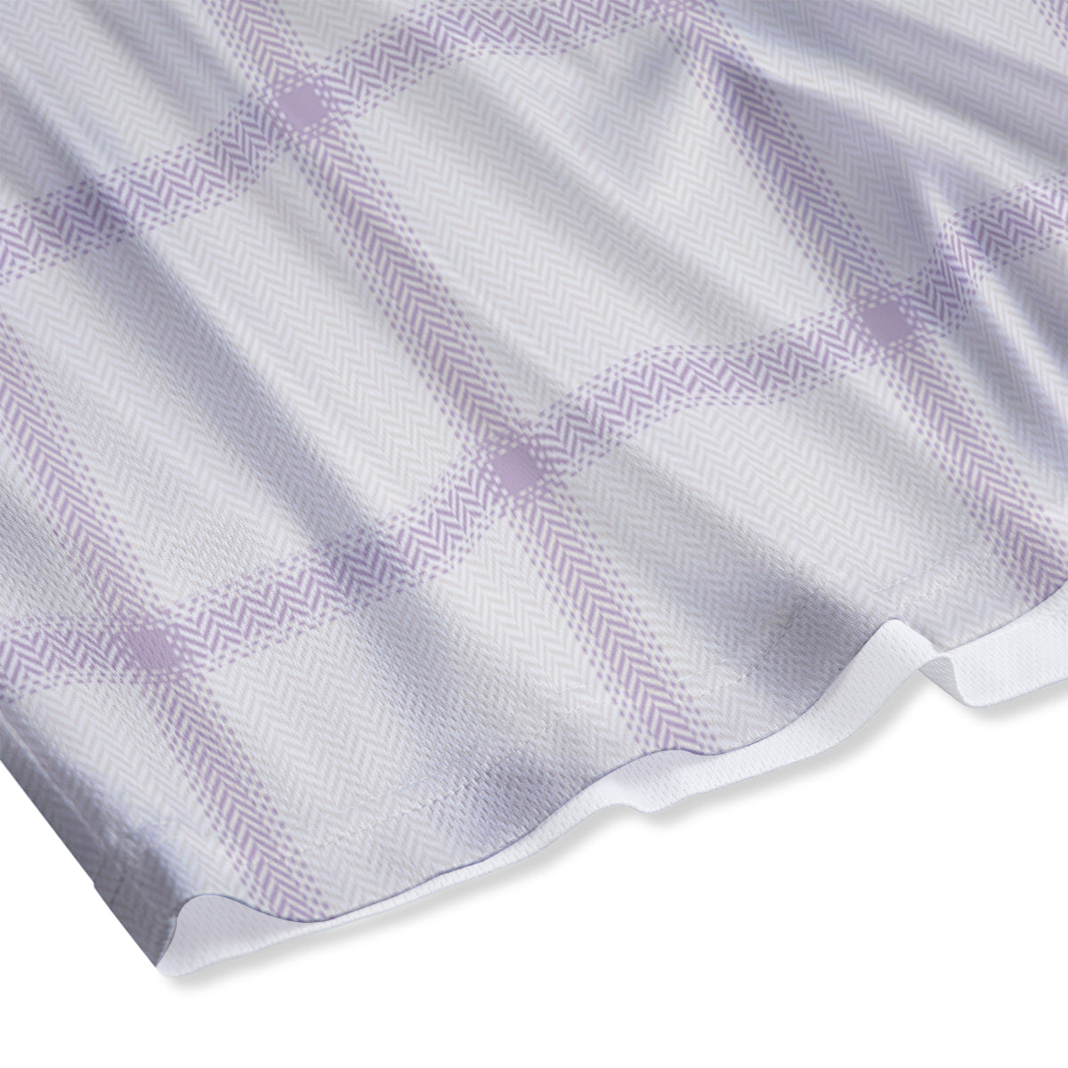 Grey White And Purple Tattersall Print Pattern Mesh Shorts
