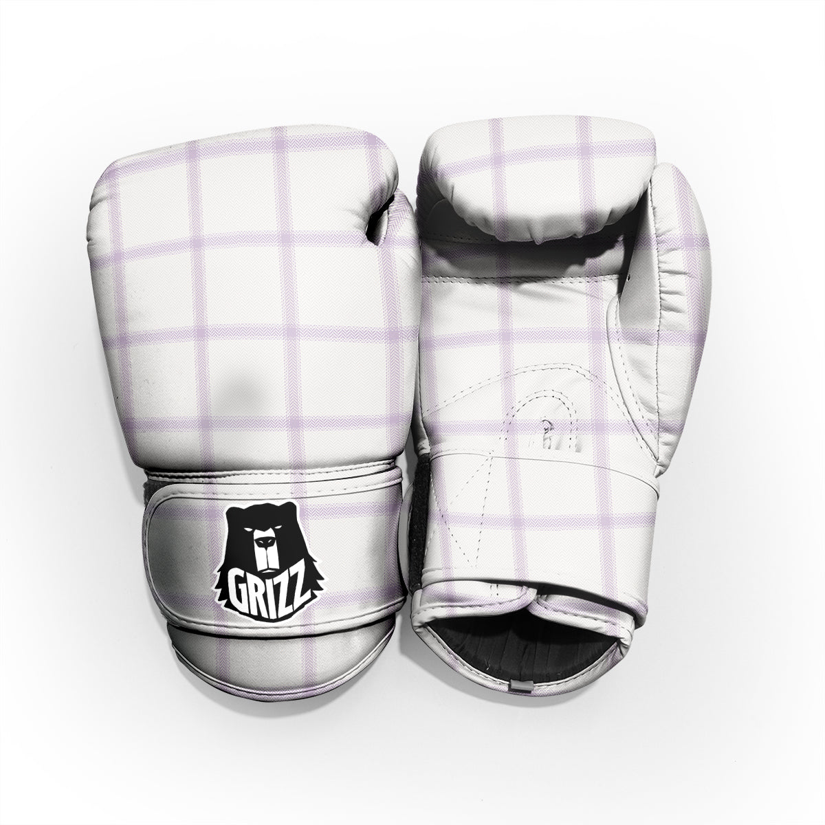 Grey White And Purple Tattersall Print Pattern Pro Boxing Glove