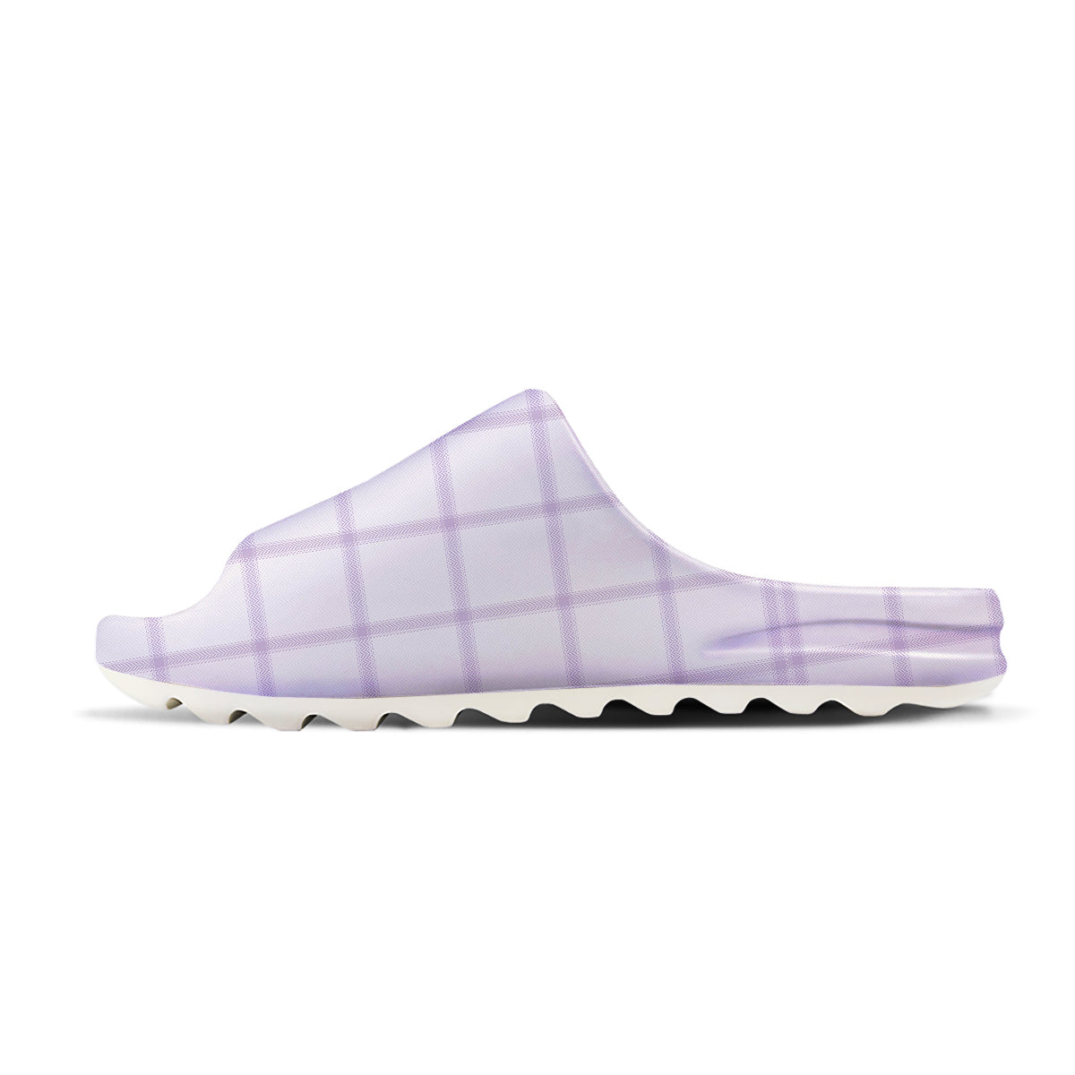 Grey White And Purple Tattersall Print Pattern Sandals-grizzshop