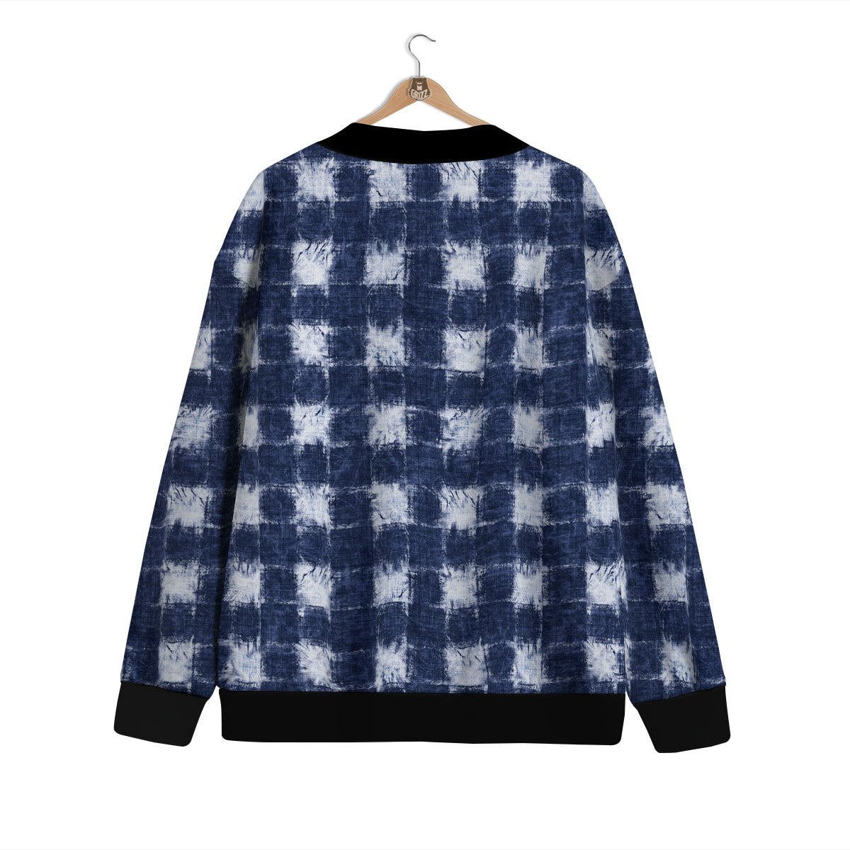 Grid Shibori Print Pattern Cardigan-grizzshop
