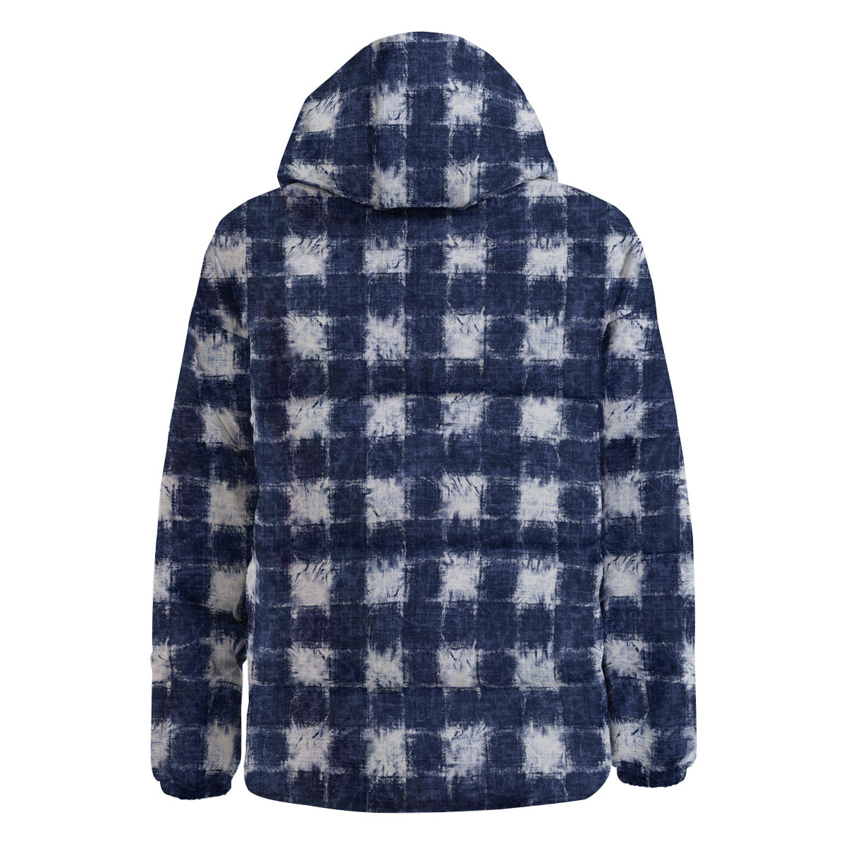 Grid Shibori Print Pattern Down Jacket-grizzshop