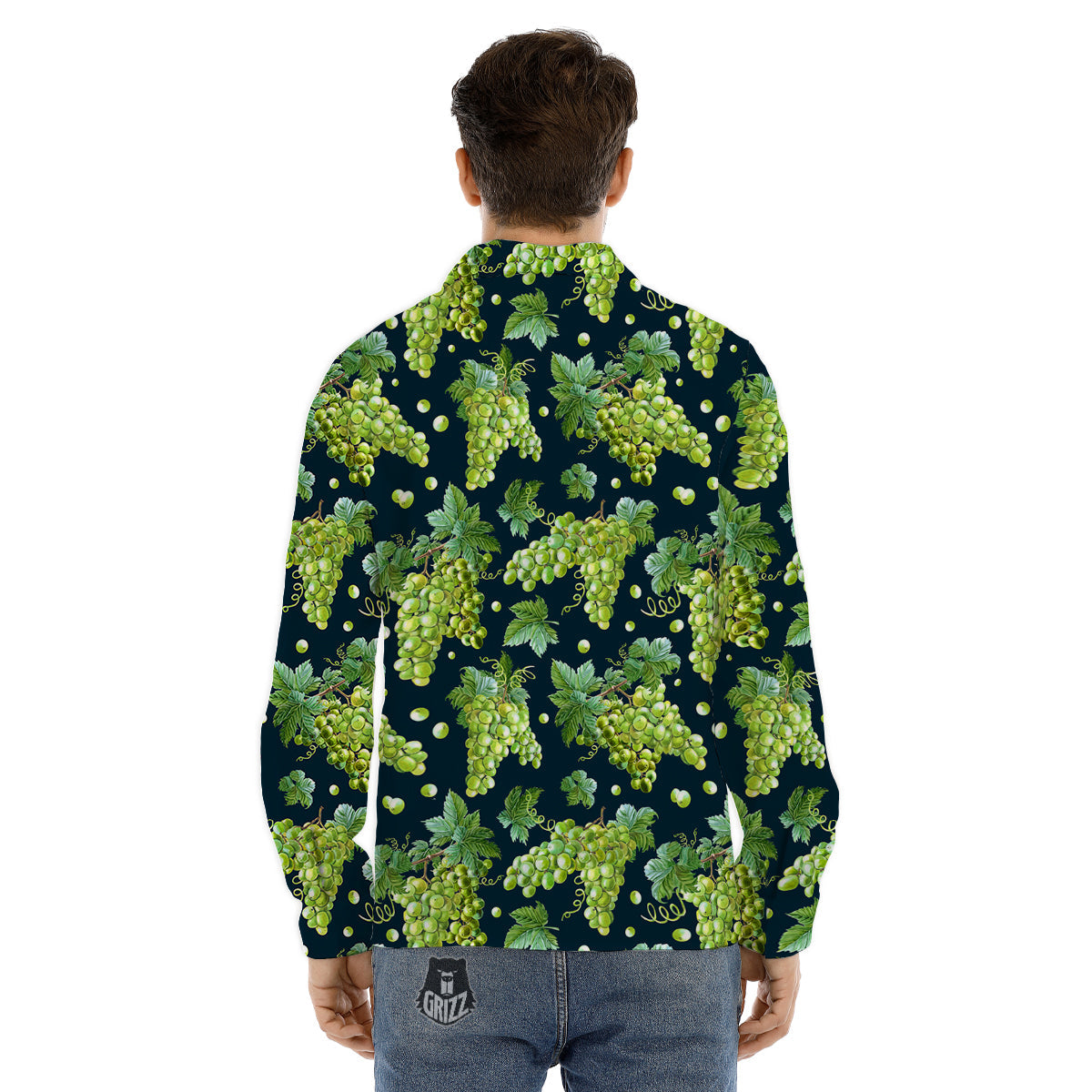 Grid Shibori Print Pattern Men's Dress Shirts-grizzshop