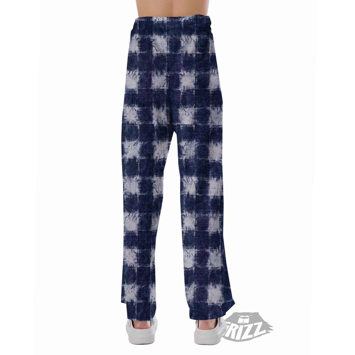 Grid Shibori Print Pattern Pajama Pants-grizzshop