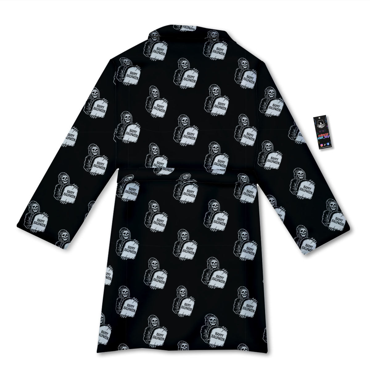 Grim Reaper Halloween Print Pattern Bathrobe-grizzshop