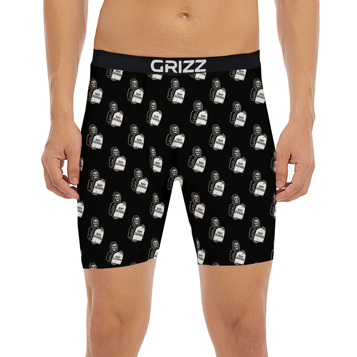 Grim Reaper Halloween Print Pattern Muay Thai Boxing Shorts main image 1