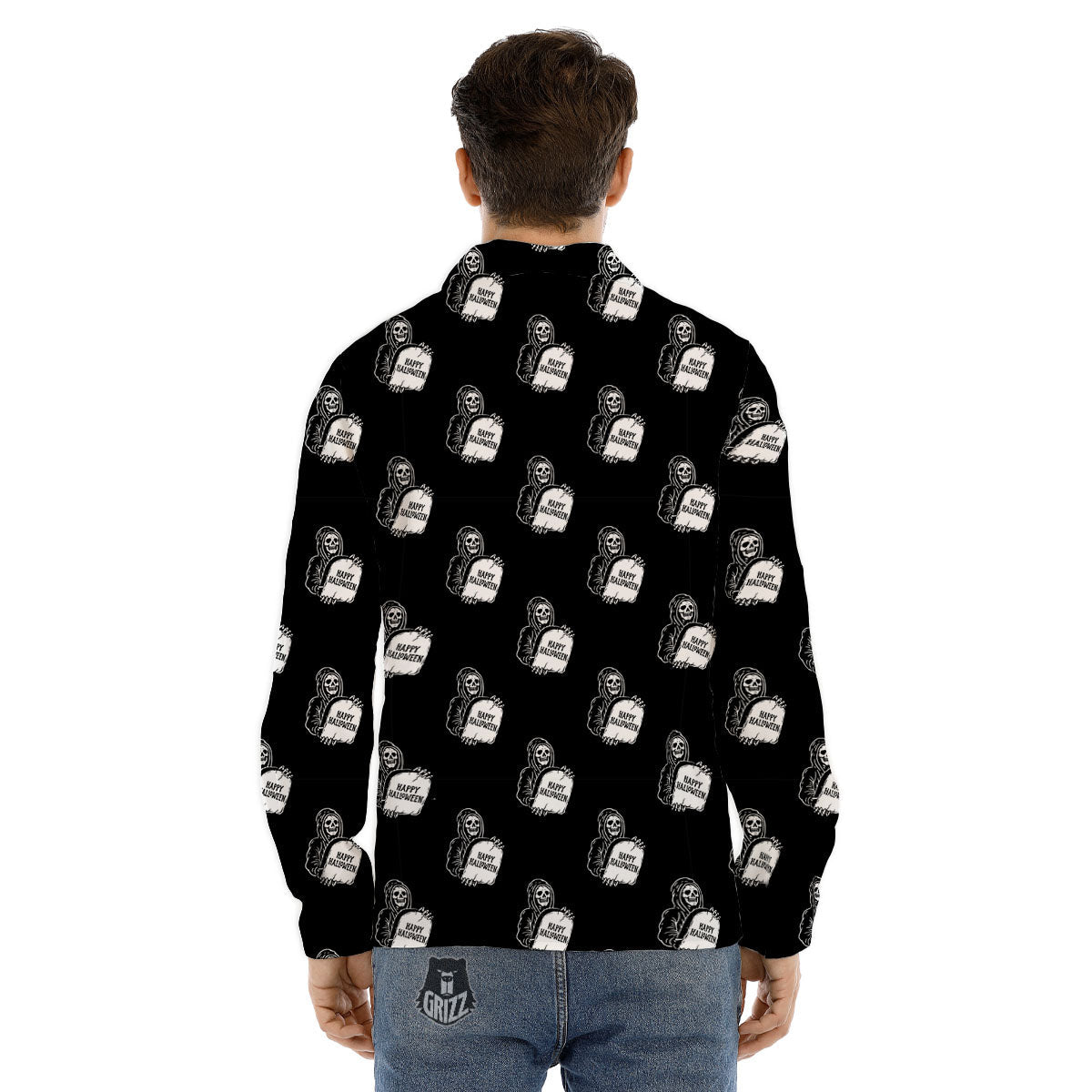 Grim Reaper Halloween Print Pattern Men's Dress Shirts-grizzshop