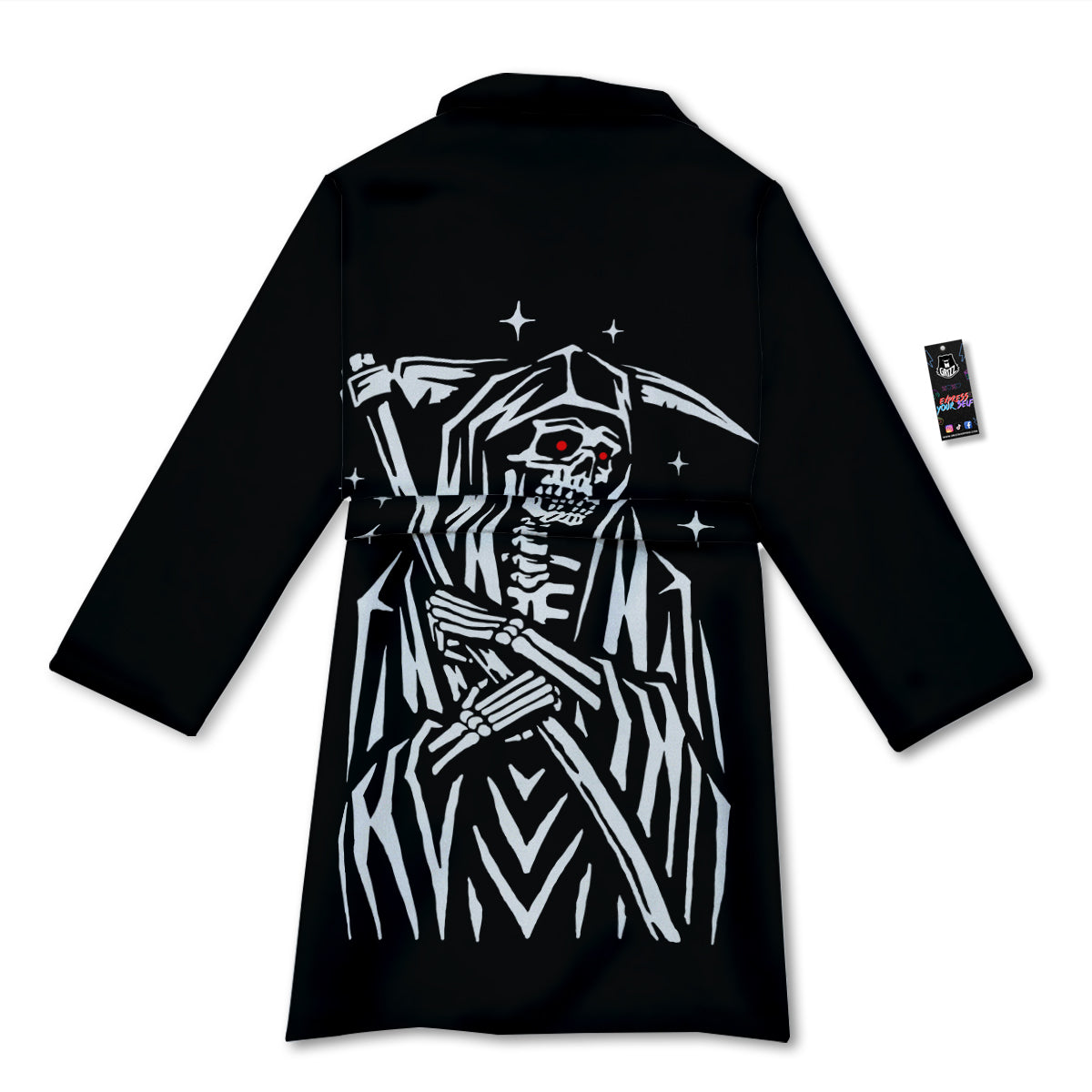 Grim Reaper Sad Print Bathrobe-grizzshop