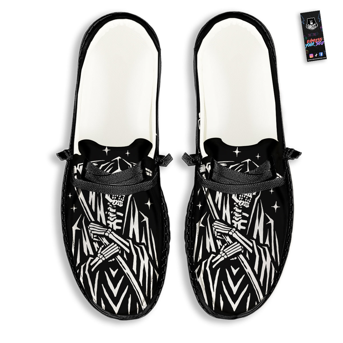 Grim Reaper Sad Print Black Loafers-grizzshop
