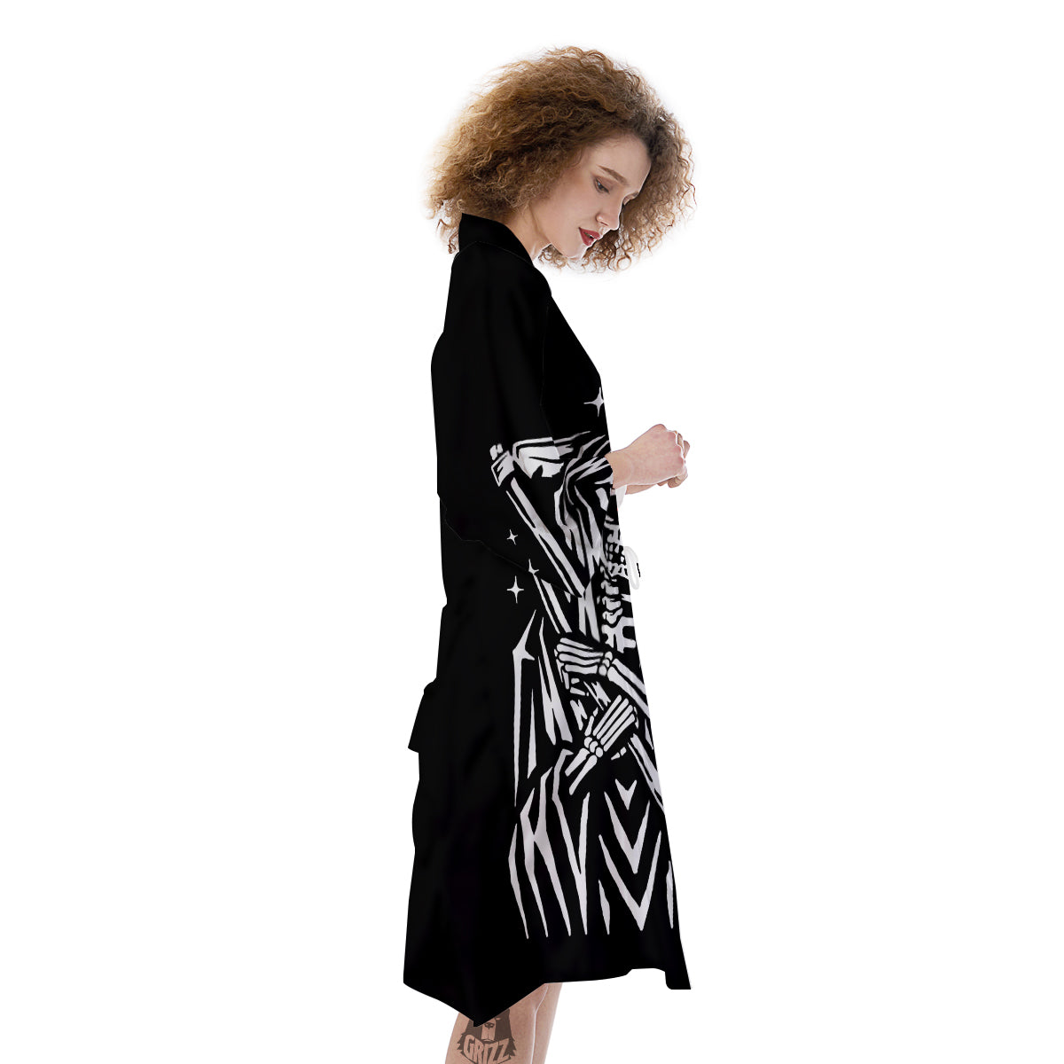 Grim Reaper Sad Print Kimono-grizzshop