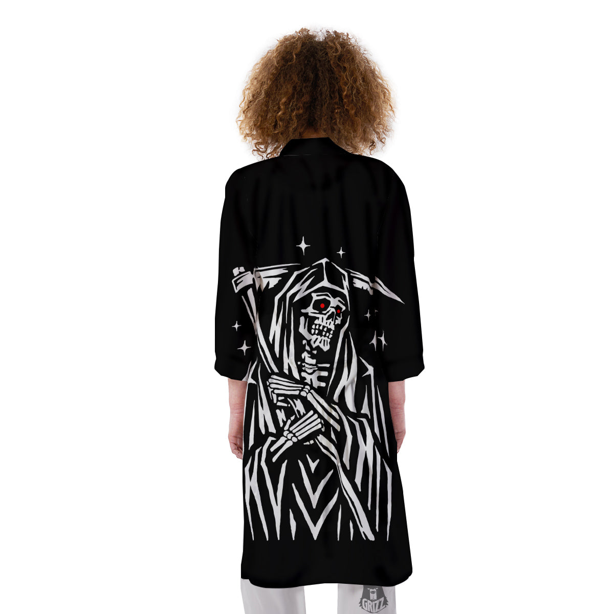 Grim Reaper Sad Print Kimono-grizzshop