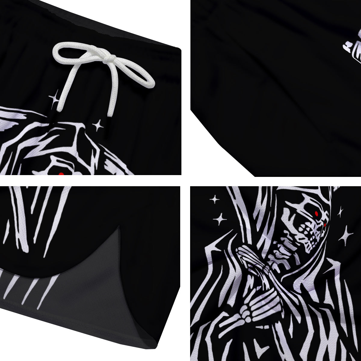 Grim Reaper Sad Print Men's Running Shorts-grizzshop