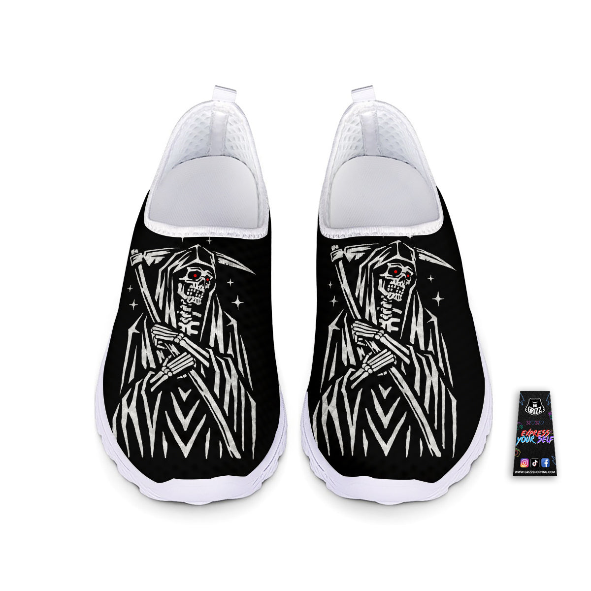 Grim Reaper Sad Print Nurse Shoes-grizzshop