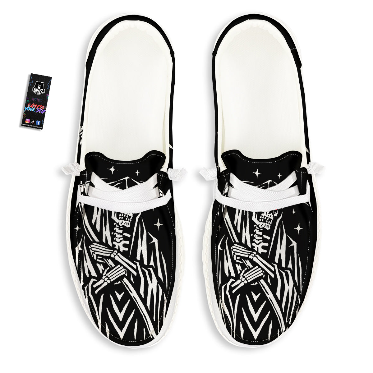 Grim Reaper Sad Print White Loafers-grizzshop