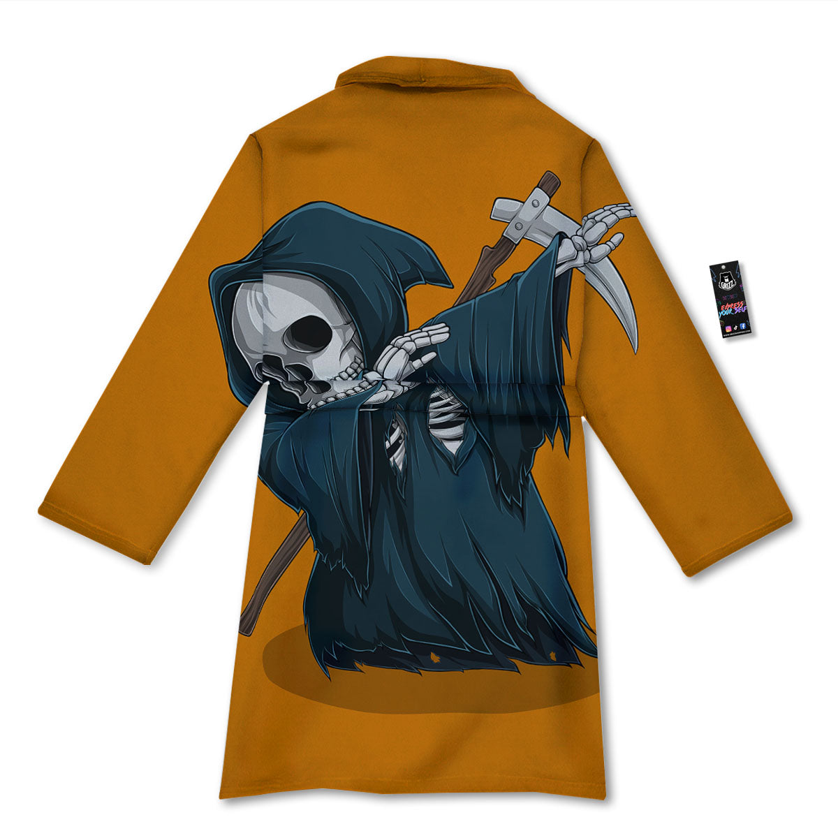 Grim Reaper Skeleton Dap Print Bathrobe-grizzshop