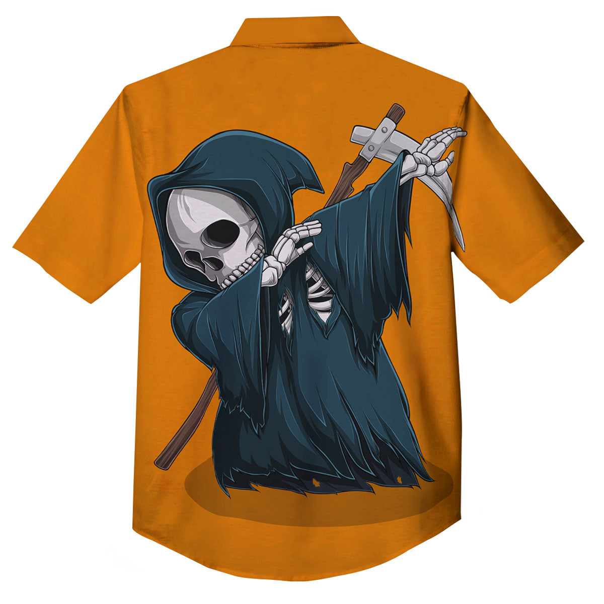 Grim Reaper Skeleton Dap Print Button Up Shirt-grizzshop