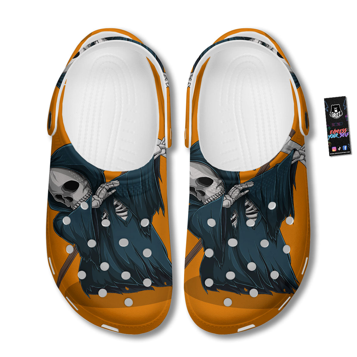 Grim Reaper Skeleton Dap Print Clog-grizzshop