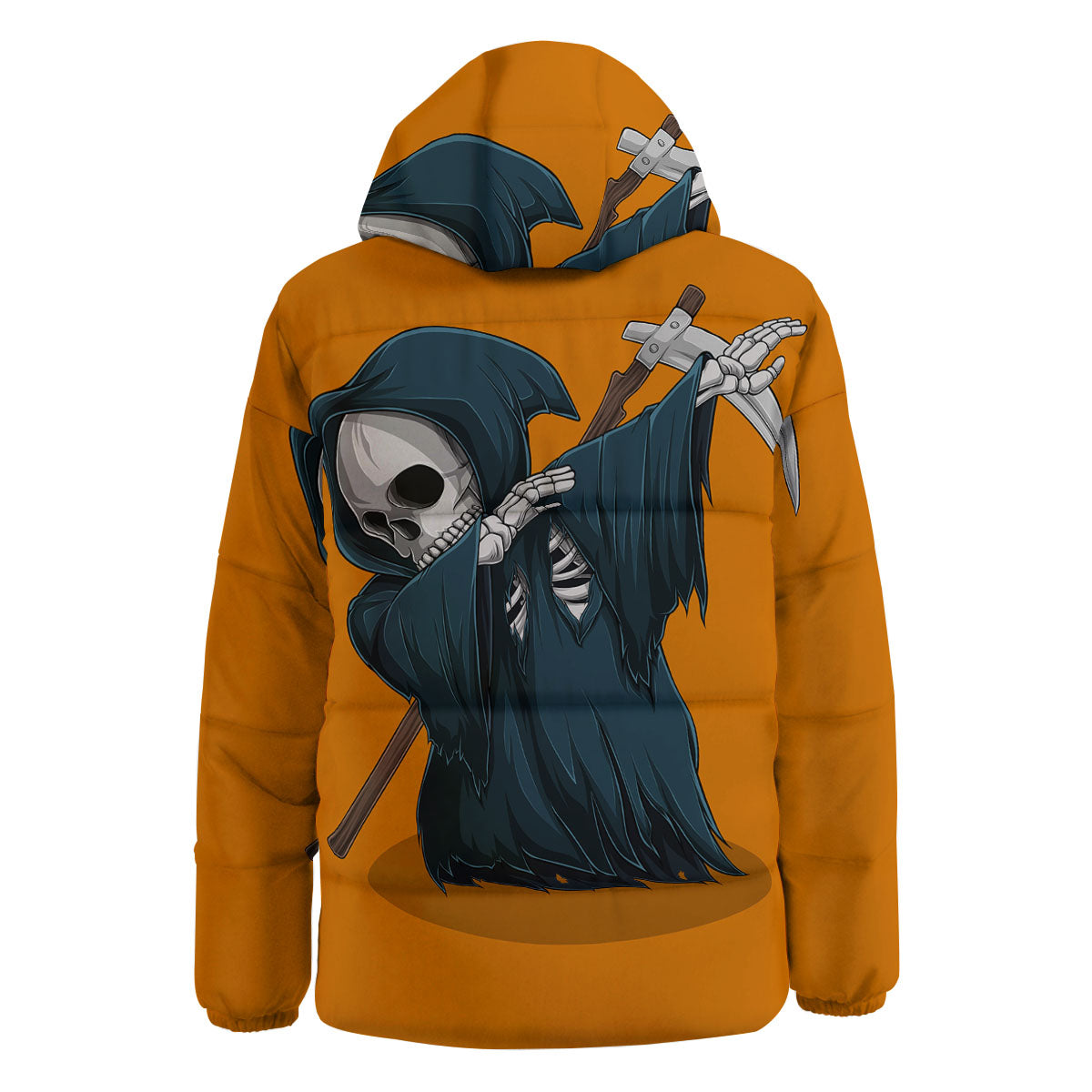 Grim Reaper Skeleton Dap Print Down Jacket-grizzshop