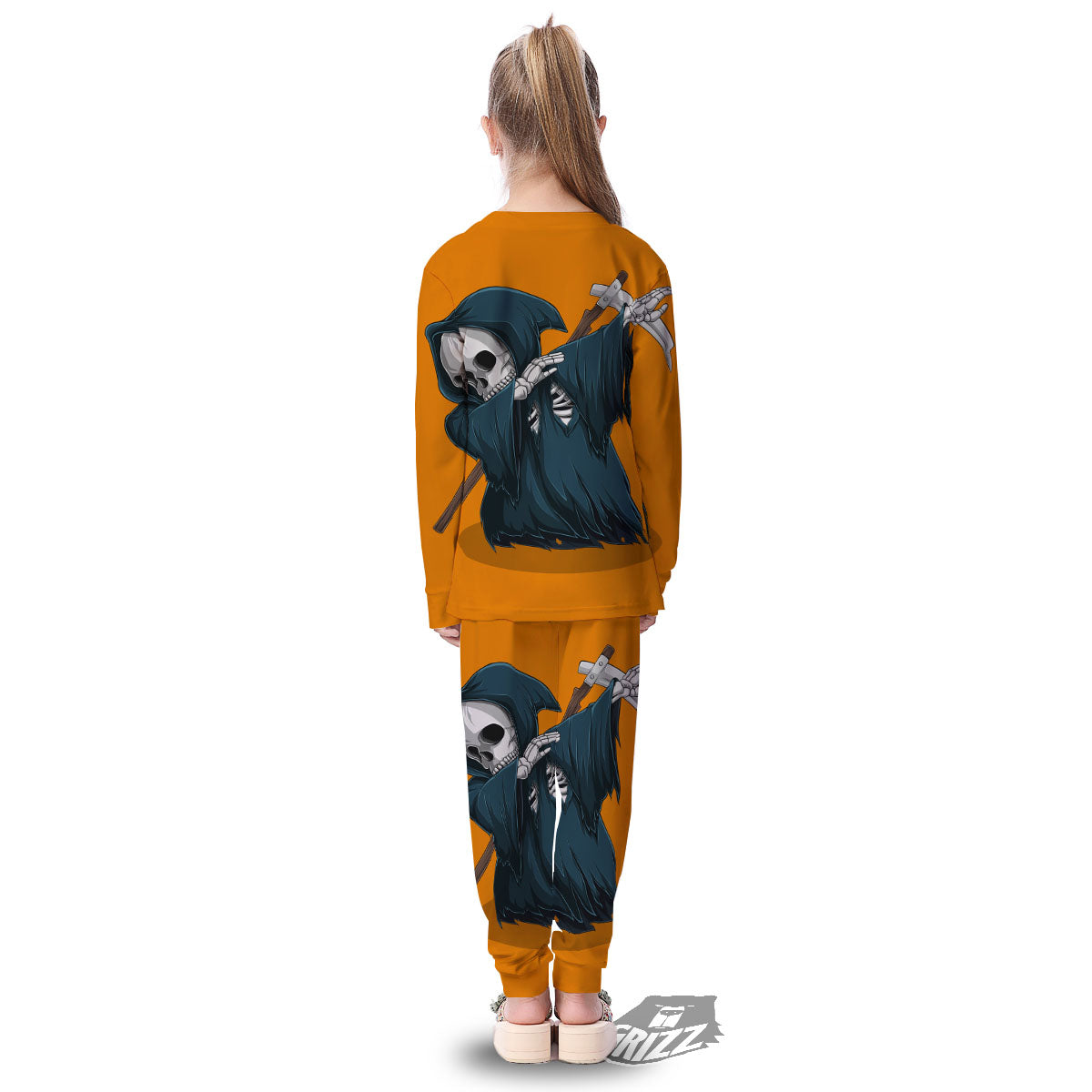 Grim Reaper Skeleton Dap Print Kid's Pajamas-grizzshop