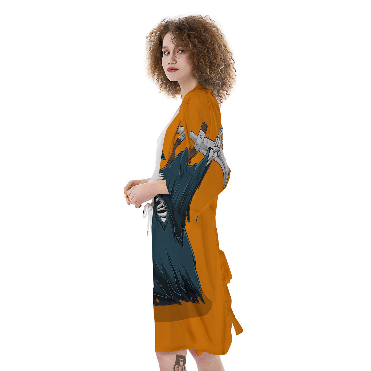 Grim Reaper Skeleton Dap Print Kimono-grizzshop