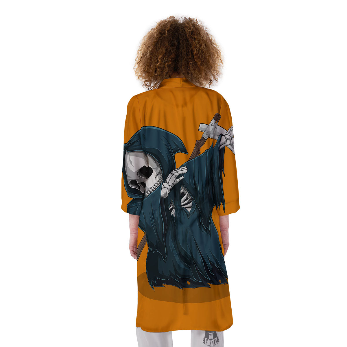 Grim Reaper Skeleton Dap Print Kimono-grizzshop