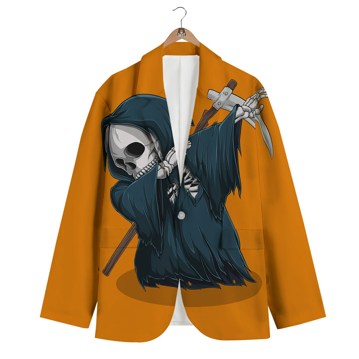 Grim Reaper Skeleton Dap Print Men's Blazer-grizzshop