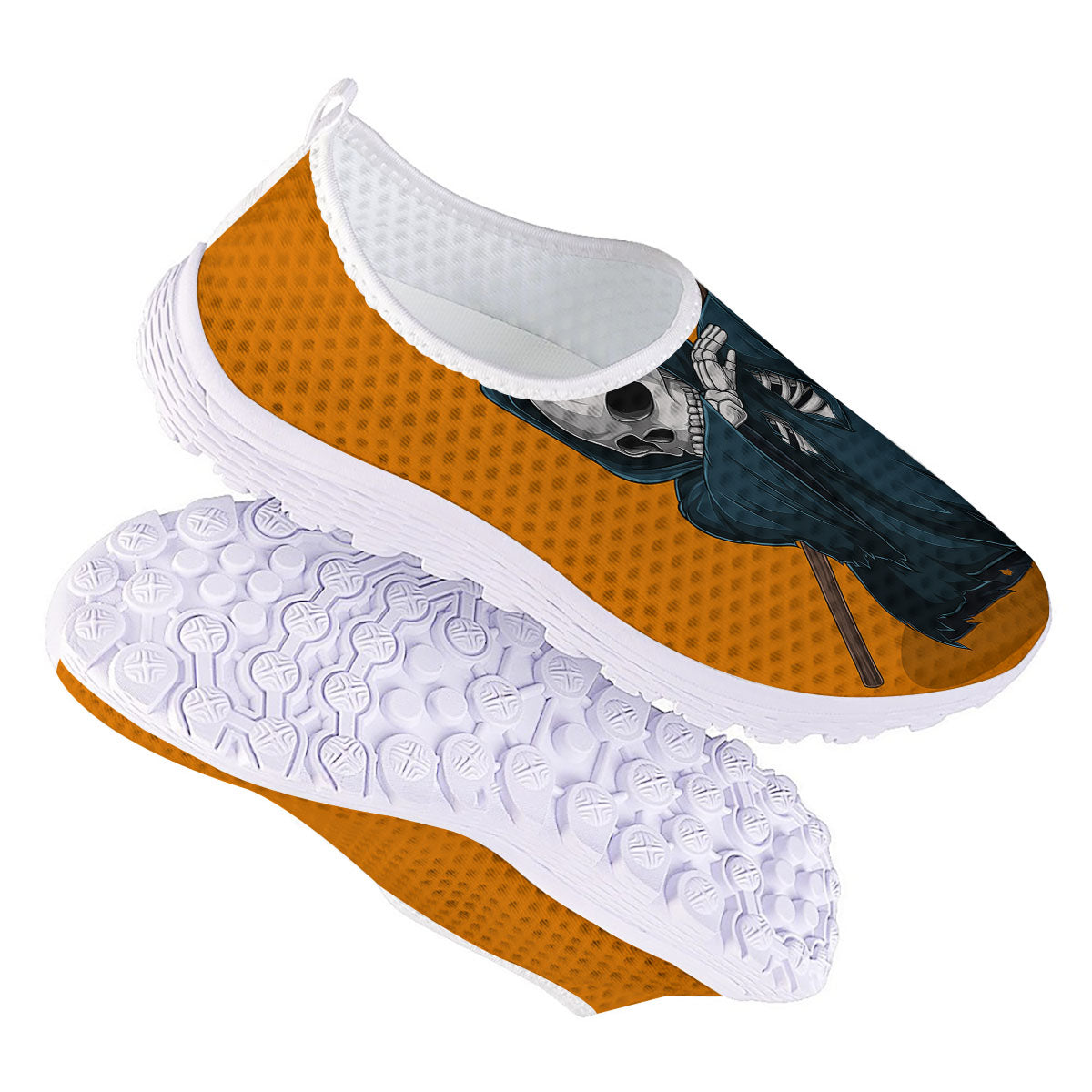 Grim Reaper Skeleton Dap Print Nurse Shoes-grizzshop