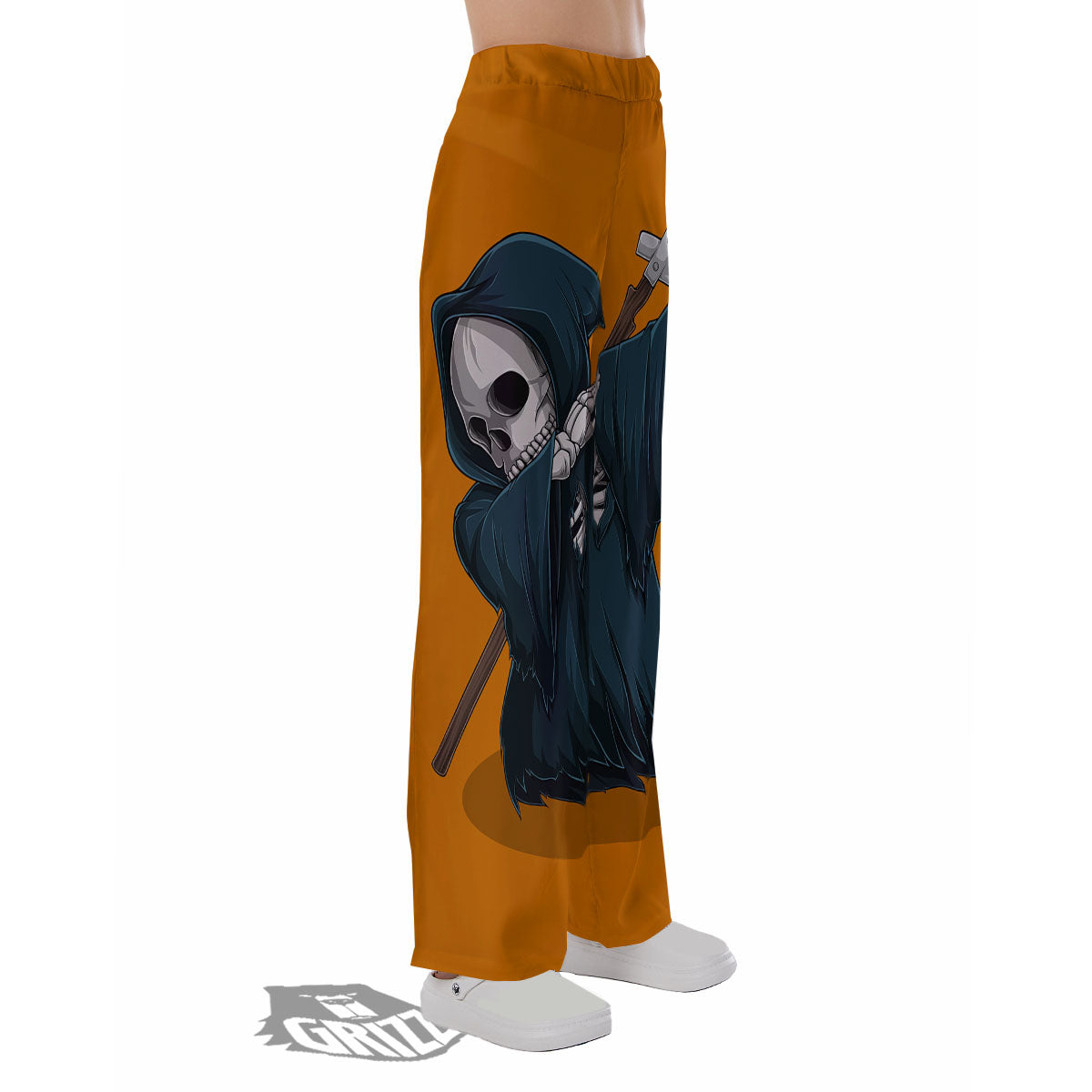 Grim Reaper Skeleton Dap Print Pajama Pants-grizzshop