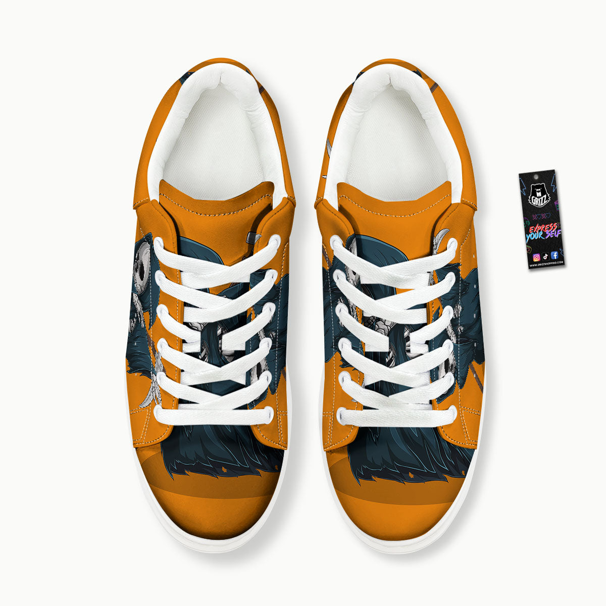 Grim Reaper Skeleton Dap Print Platform Shoes-grizzshop