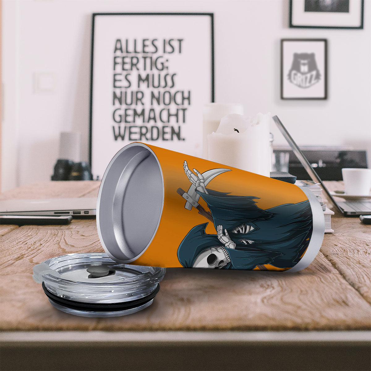 Grim Reaper Skeleton Dap Print Tumbler-grizzshop