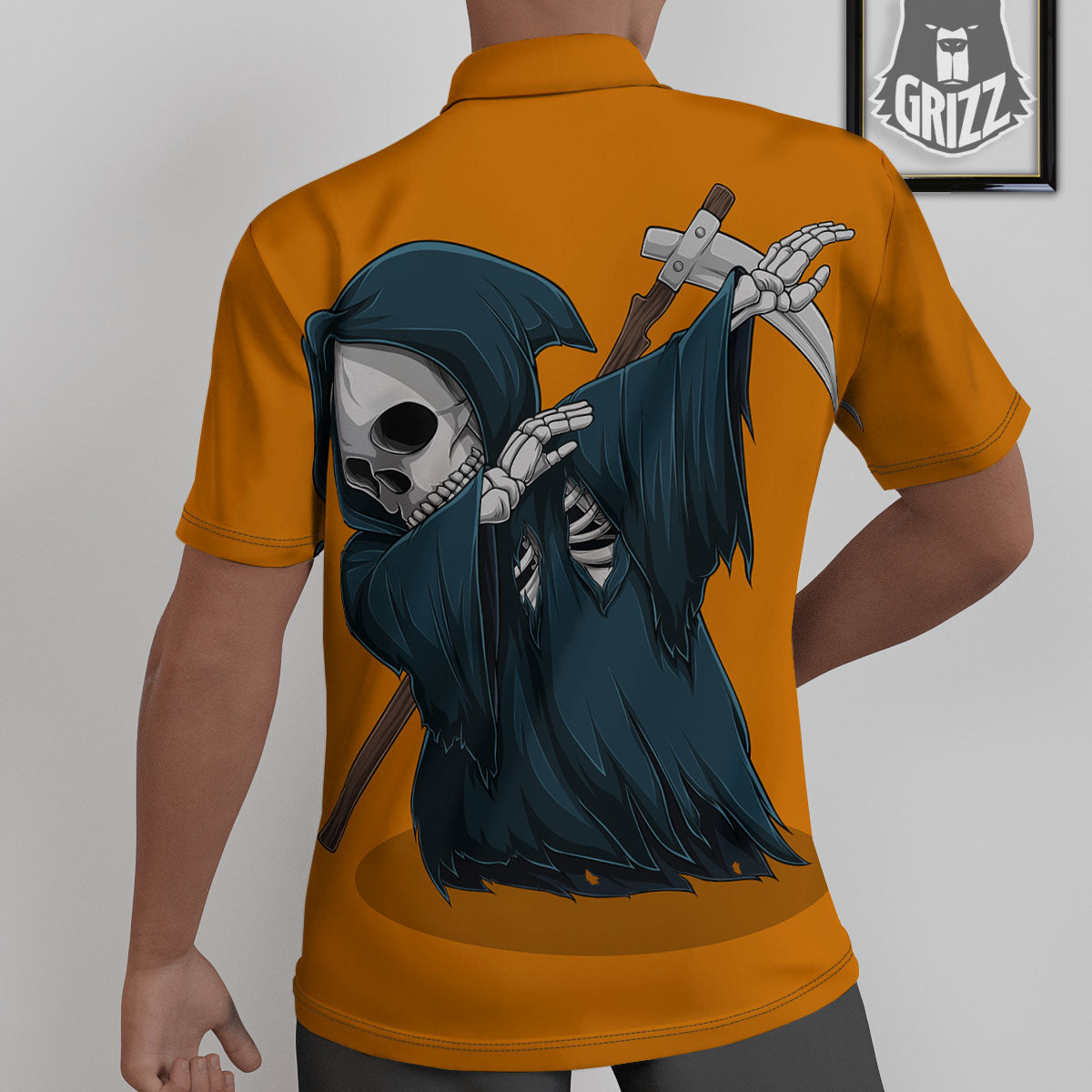 Grim Reaper Skeleton Dap Print Untucked Shirts-grizzshop