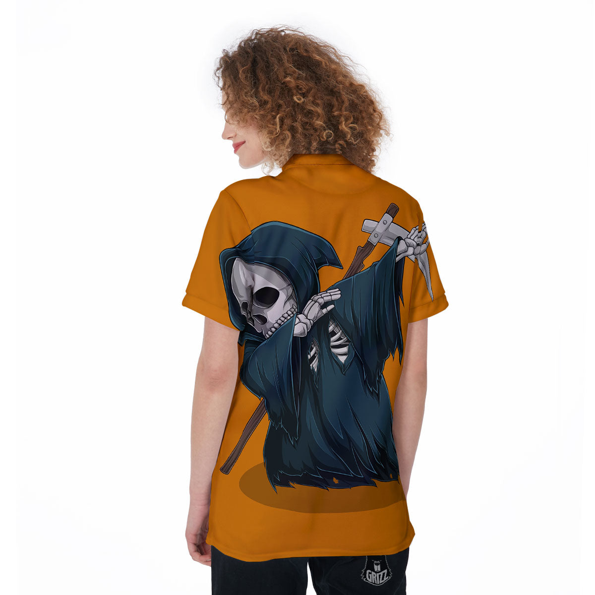 Grim Reaper Skeleton Dap Print Women's Golf Shirts-grizzshop