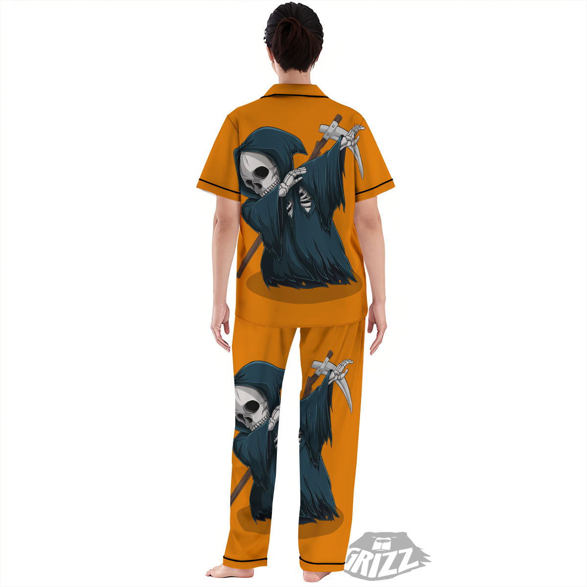 Grim Reaper Skeleton Dap Print Women's Pajamas Set-grizzshop