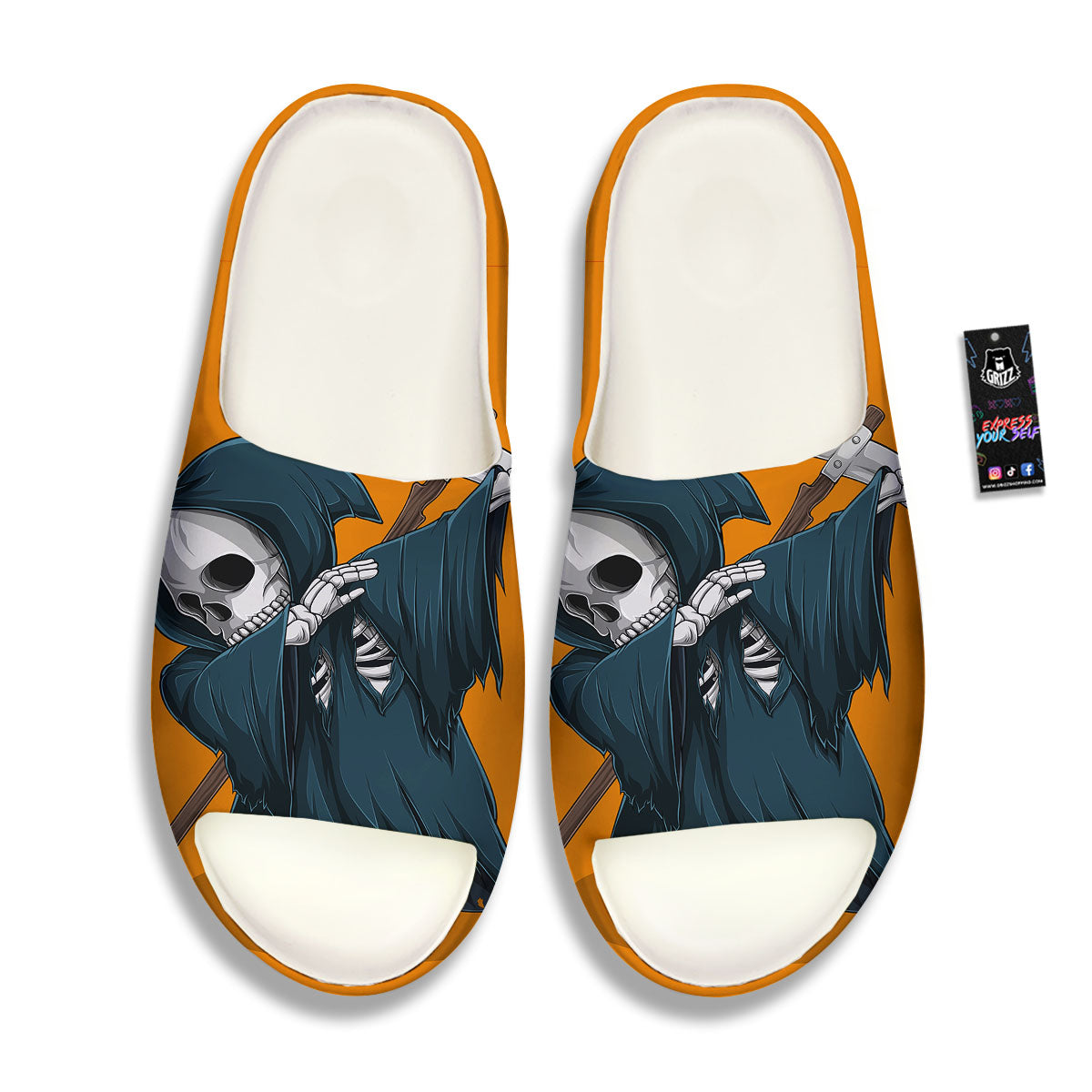 Grim Reaper Skeleton Dap Print Sandals-grizzshop