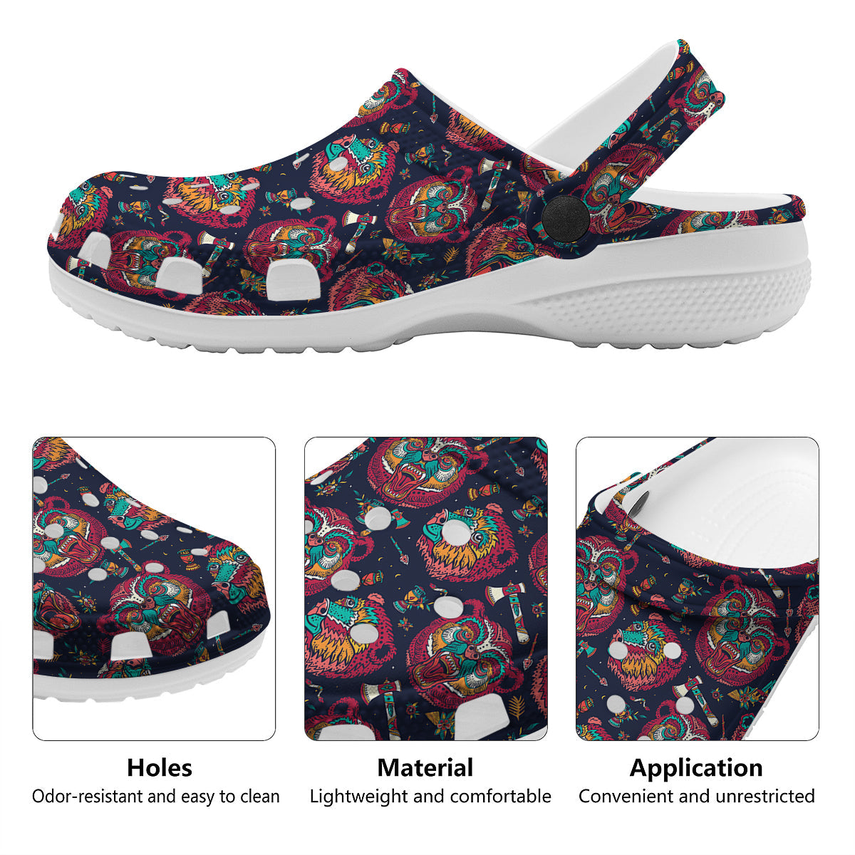 Grizz Bear Oldschool Tattoo Print Pattern Clog-grizzshop