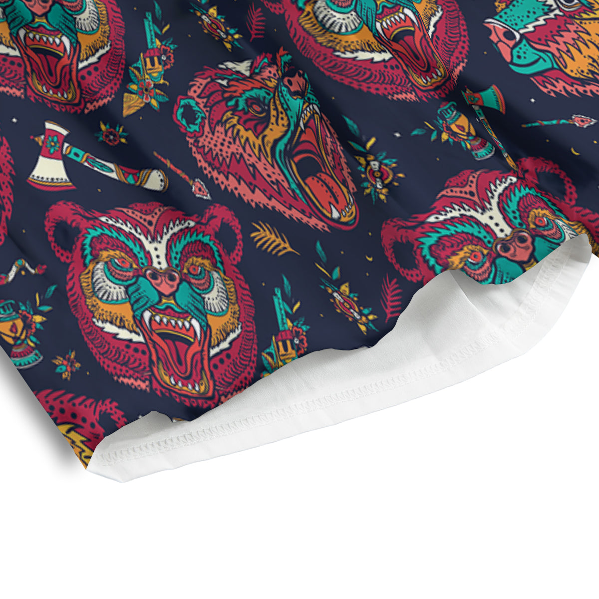 Grizz Bear Oldschool Tattoo Print Pattern Men's Athletic Shorts