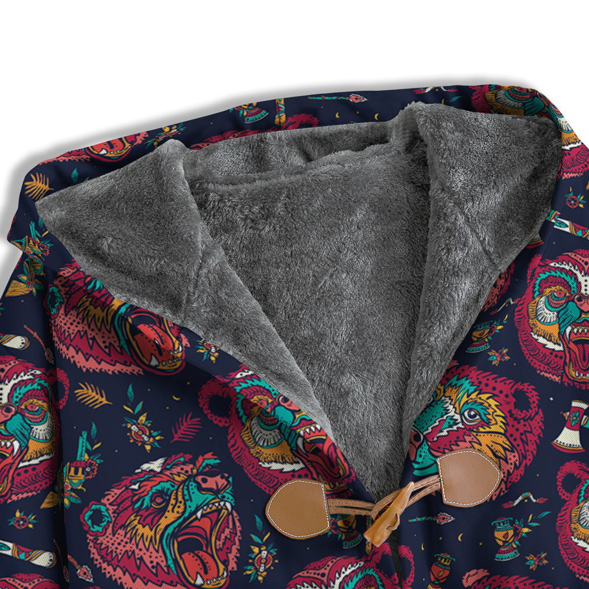 Grizz Bear Oldschool Tattoo Print Pattern Men's Windbreaker Jacket-grizzshop