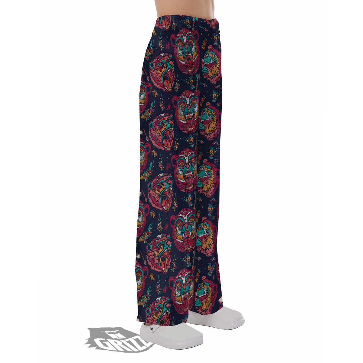 Grizz Bear Oldschool Tattoo Print Pattern Pajama Pants-grizzshop