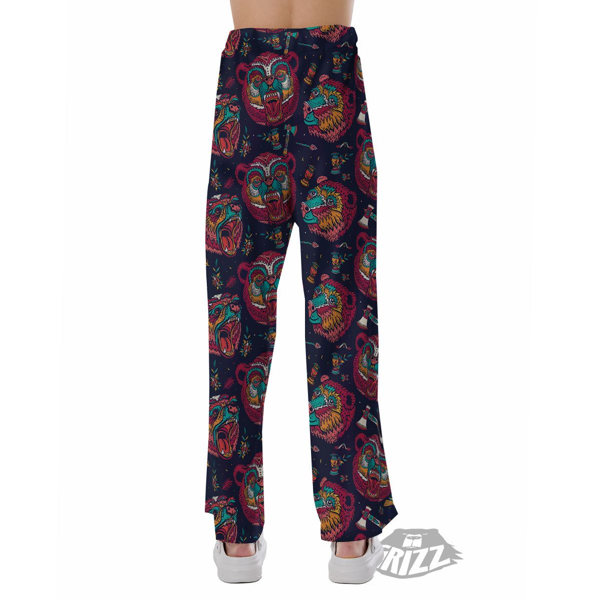 Grizz Bear Oldschool Tattoo Print Pattern Pajama Pants-grizzshop