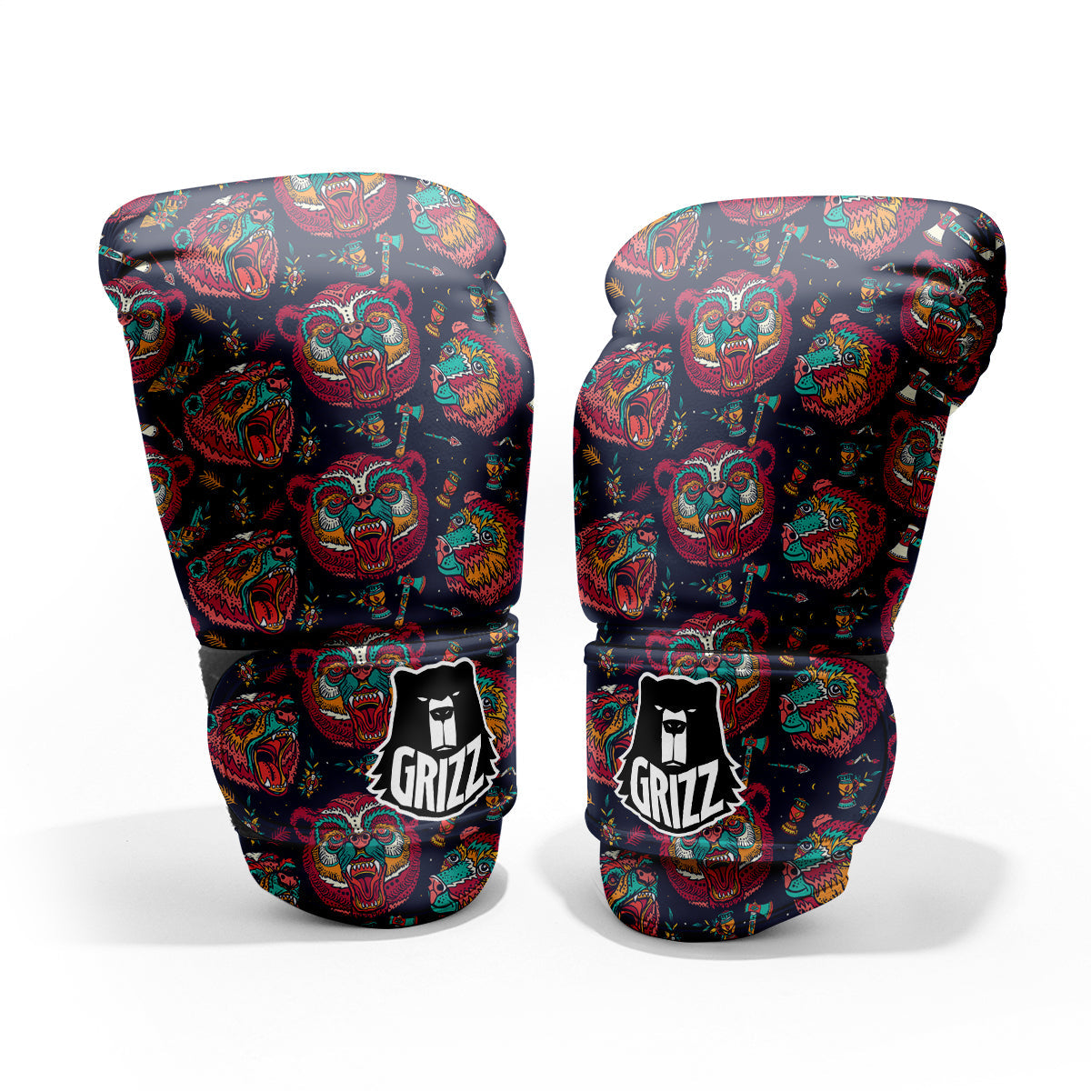 Grizz Bear Oldschool Tattoo Print Pattern Pro Boxing Glove