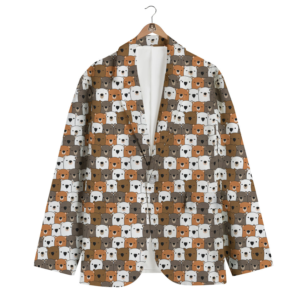 Grizzly Bear Cute Baby Print Pattern Men's Blazer-grizzshop