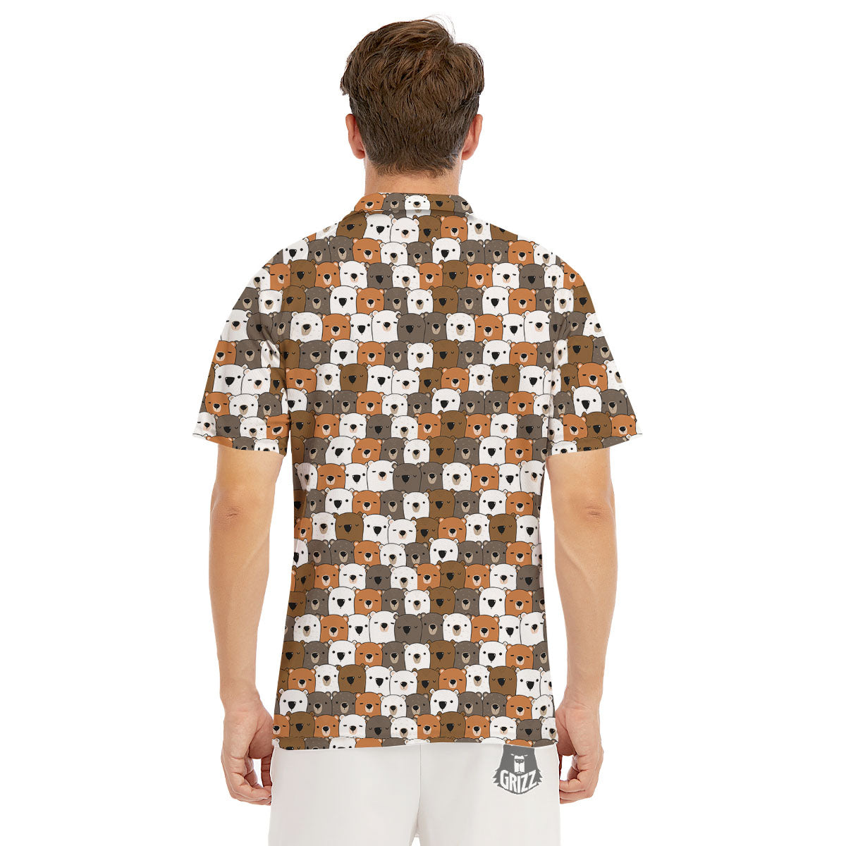 Grizzly Bear Cute Baby Print Pattern Men's Golf Shirts-grizzshop