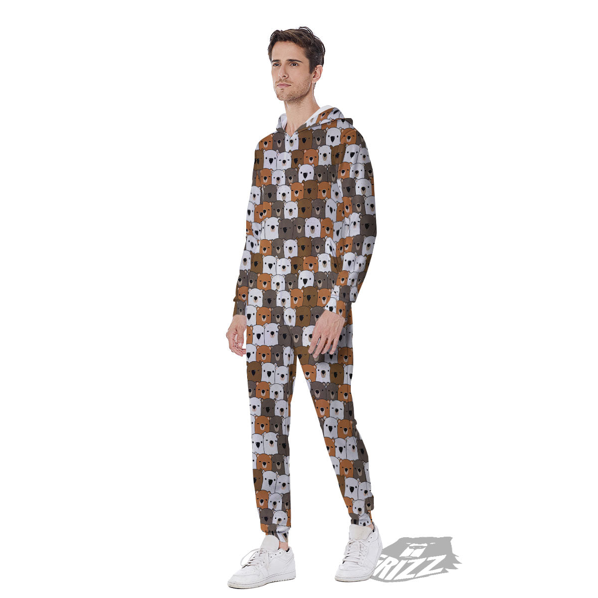 Grizzly Bear Cute Baby Print Pattern Men's Jumpsuit-grizzshop