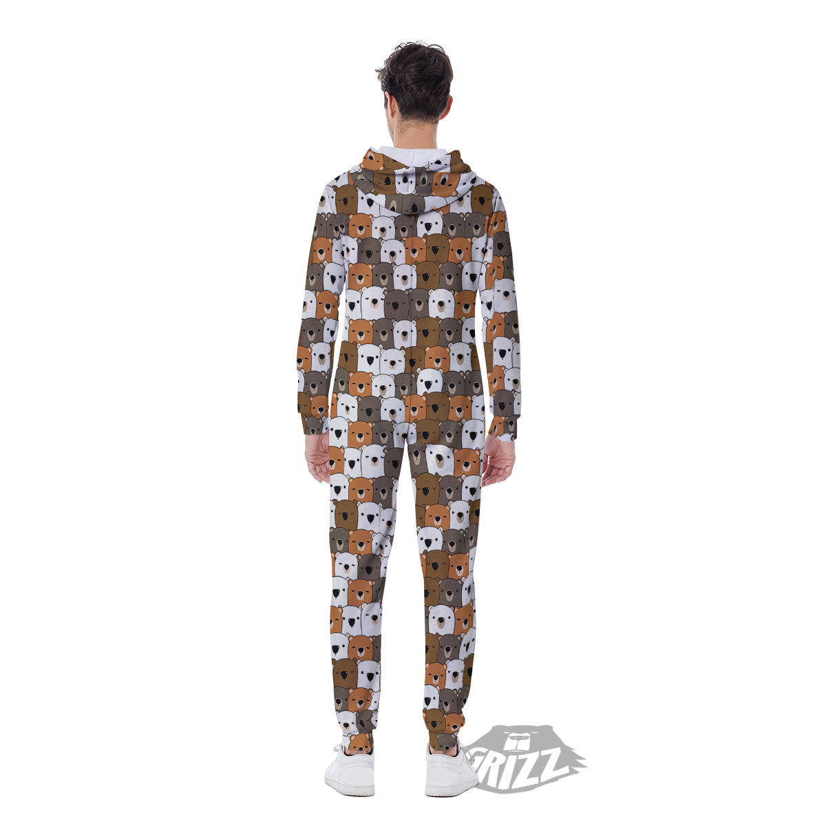 Grizzly Bear Cute Baby Print Pattern Men's Jumpsuit-grizzshop