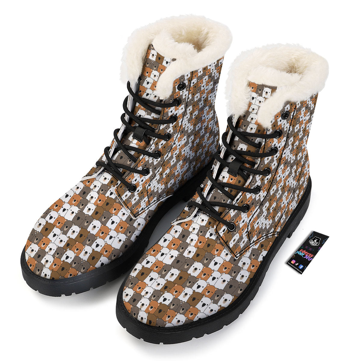 Grizzly Bear Cute Baby Print Pattern Winter Boots-grizzshop