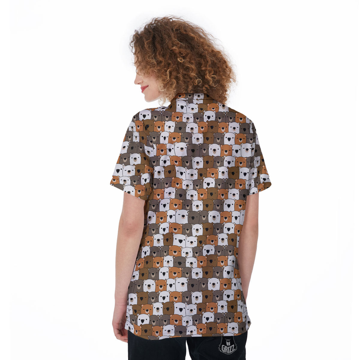 Grizzly Bear Cute Baby Print Pattern Women's Golf Shirts-grizzshop