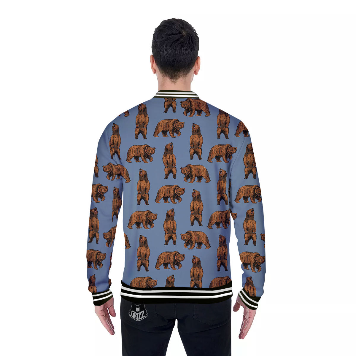 Grizzly Bear Print Pattern Baseball Jacket-grizzshop