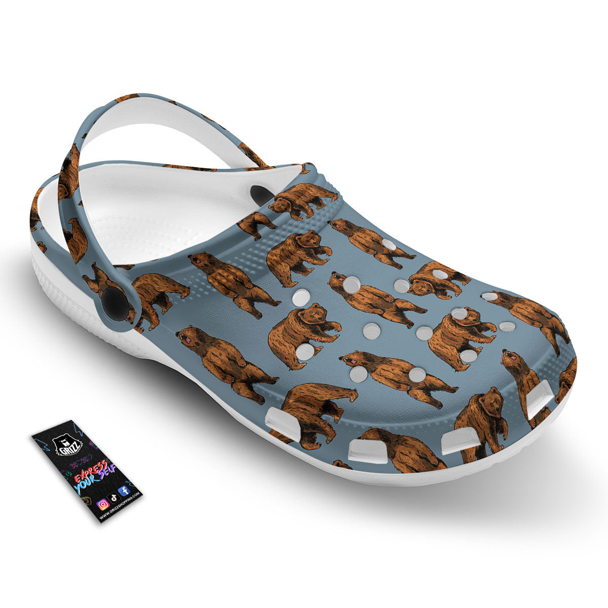 Grizzly Bear Print Pattern Clog-grizzshop