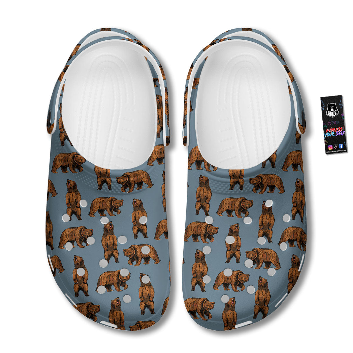 Grizzly Bear Print Pattern Clog-grizzshop