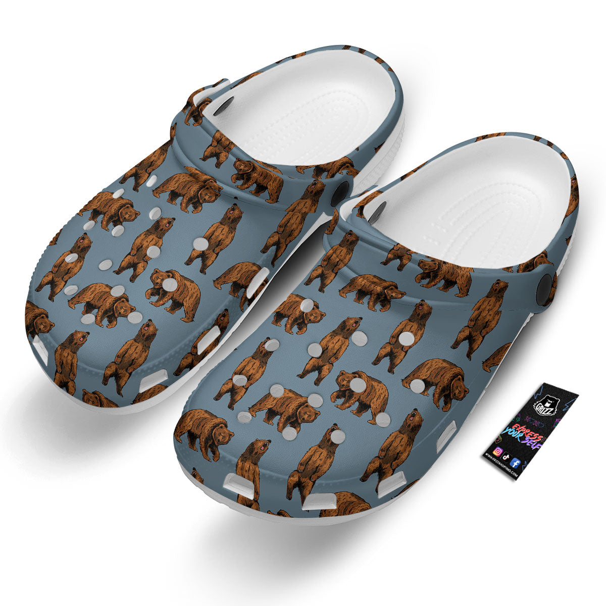 Grizzly Bear Print Pattern Clog-grizzshop